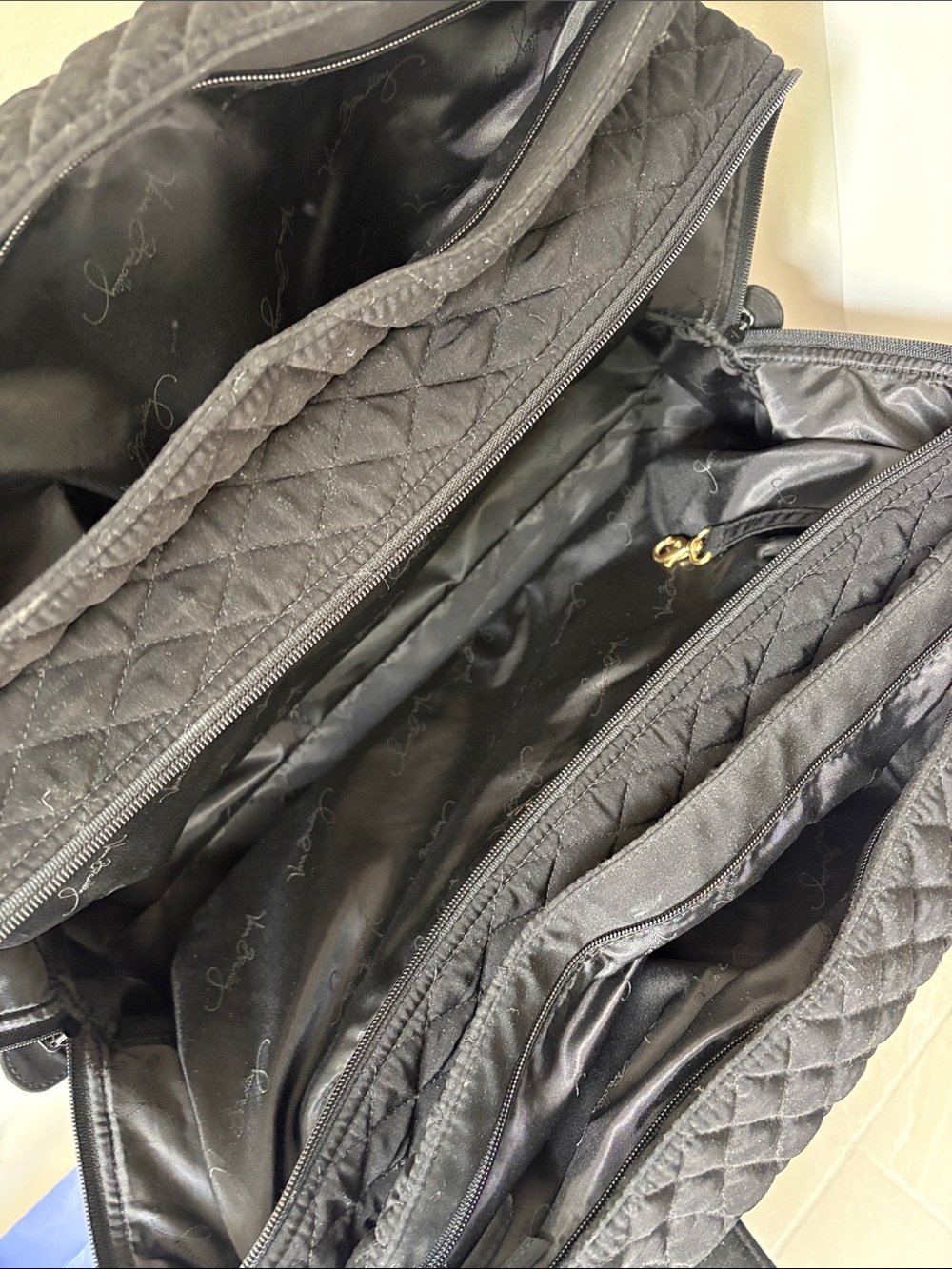 Vera Bradley Black Quilted Travel Bag with Gold Plaque - Picture 4 of 8